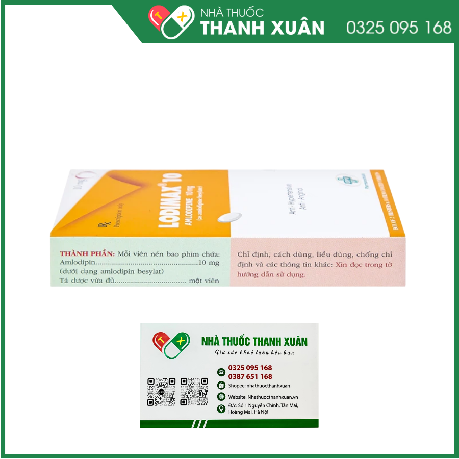 Lodimax 10 điều trị tăng huyết áp, dự phòng cơn đau thắt ngực